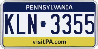 PA license plate KLN3355