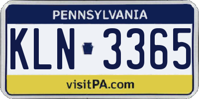 PA license plate KLN3365