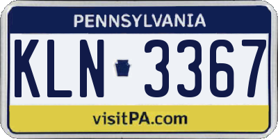 PA license plate KLN3367
