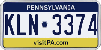 PA license plate KLN3374
