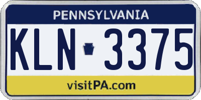 PA license plate KLN3375