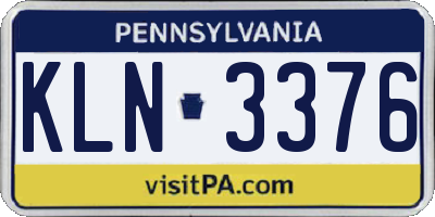 PA license plate KLN3376