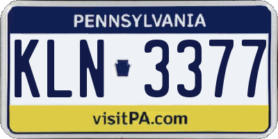 PA license plate KLN3377