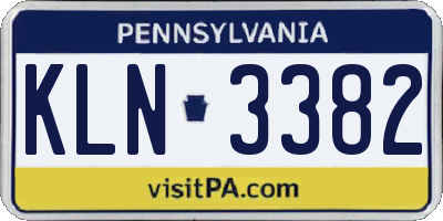 PA license plate KLN3382
