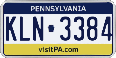 PA license plate KLN3384