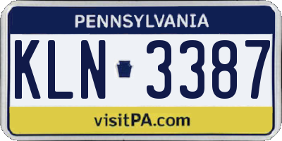 PA license plate KLN3387