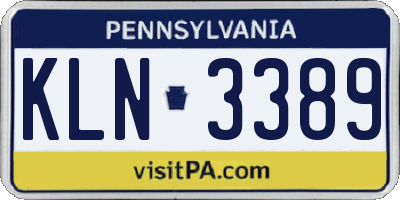 PA license plate KLN3389