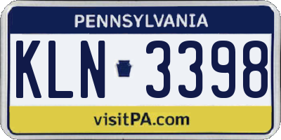 PA license plate KLN3398