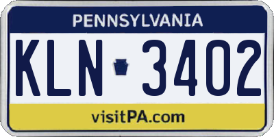 PA license plate KLN3402