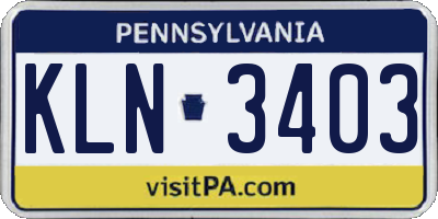PA license plate KLN3403