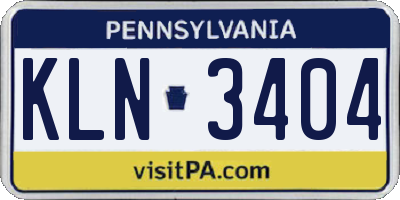 PA license plate KLN3404