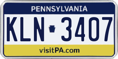 PA license plate KLN3407