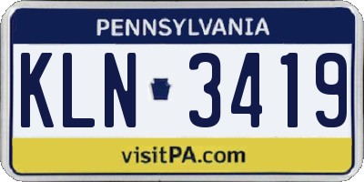 PA license plate KLN3419