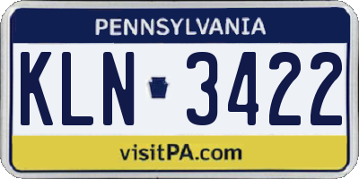 PA license plate KLN3422