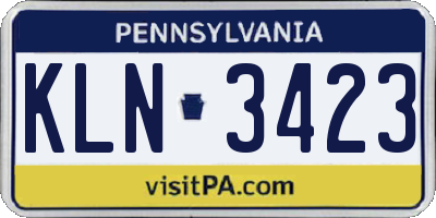 PA license plate KLN3423