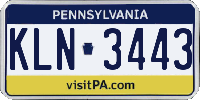 PA license plate KLN3443
