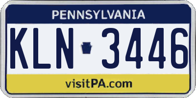 PA license plate KLN3446