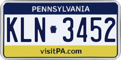 PA license plate KLN3452