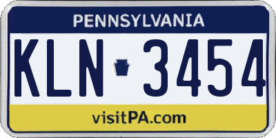 PA license plate KLN3454