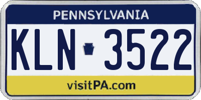 PA license plate KLN3522