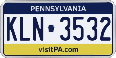 PA license plate KLN3532