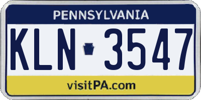 PA license plate KLN3547