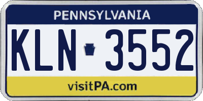 PA license plate KLN3552