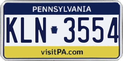 PA license plate KLN3554