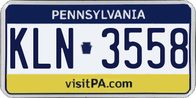PA license plate KLN3558