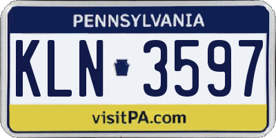 PA license plate KLN3597