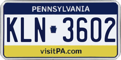 PA license plate KLN3602