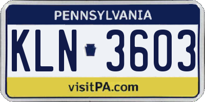 PA license plate KLN3603