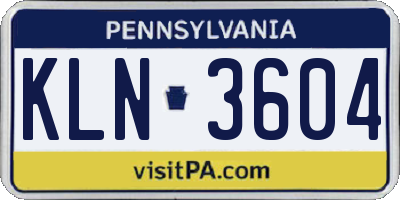 PA license plate KLN3604