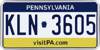 PA license plate KLN3605