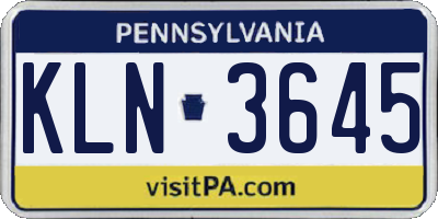 PA license plate KLN3645