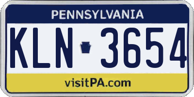 PA license plate KLN3654