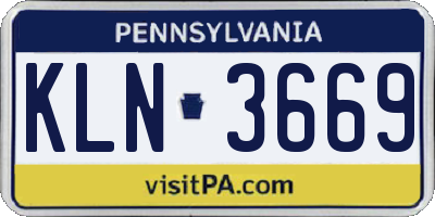 PA license plate KLN3669