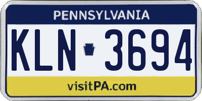 PA license plate KLN3694