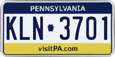 PA license plate KLN3701