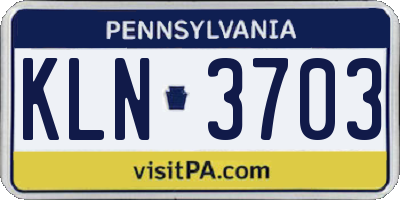 PA license plate KLN3703