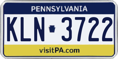 PA license plate KLN3722