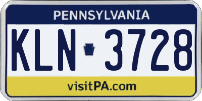 PA license plate KLN3728