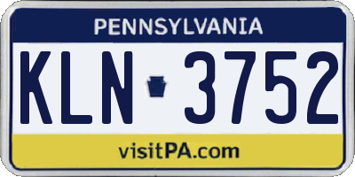 PA license plate KLN3752