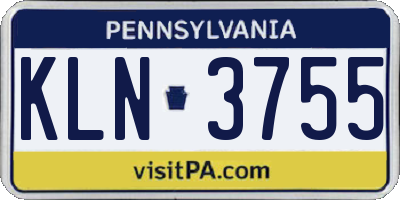 PA license plate KLN3755