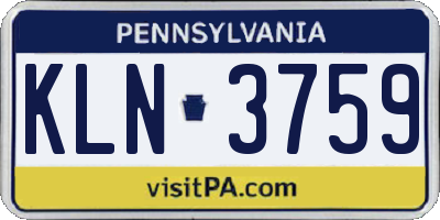 PA license plate KLN3759