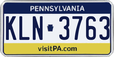PA license plate KLN3763