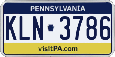 PA license plate KLN3786