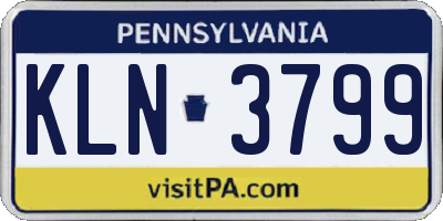 PA license plate KLN3799