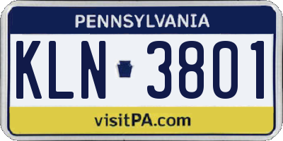 PA license plate KLN3801
