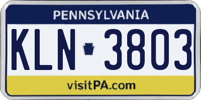 PA license plate KLN3803